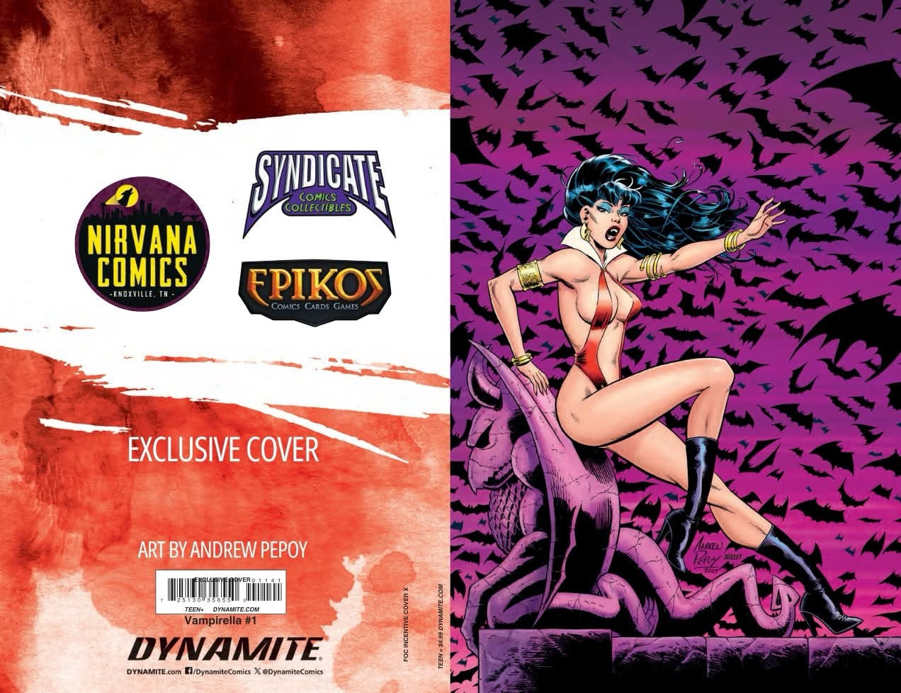 Vampirella #1 Andrew Pepoy, Syndicate Comics Exclusive Virgin Variant